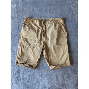 Express Mens Khaki Chino Shorts Size 34 Flat Front Casual Summer